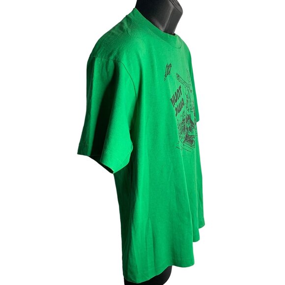 Vintage 80s Hunt Iowa Crewneck T Shirt M Green Single Stitch Short Sleeves Pigs - Picture 7 of 8